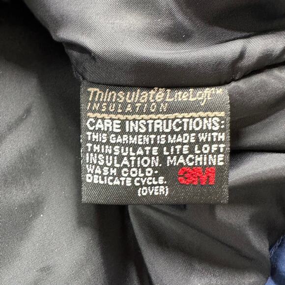 L.L. Bean Jacket Mens Large Blue Black Full Zip Hood Outdoor Warm Pockets Nylon - Picture 8 of 11